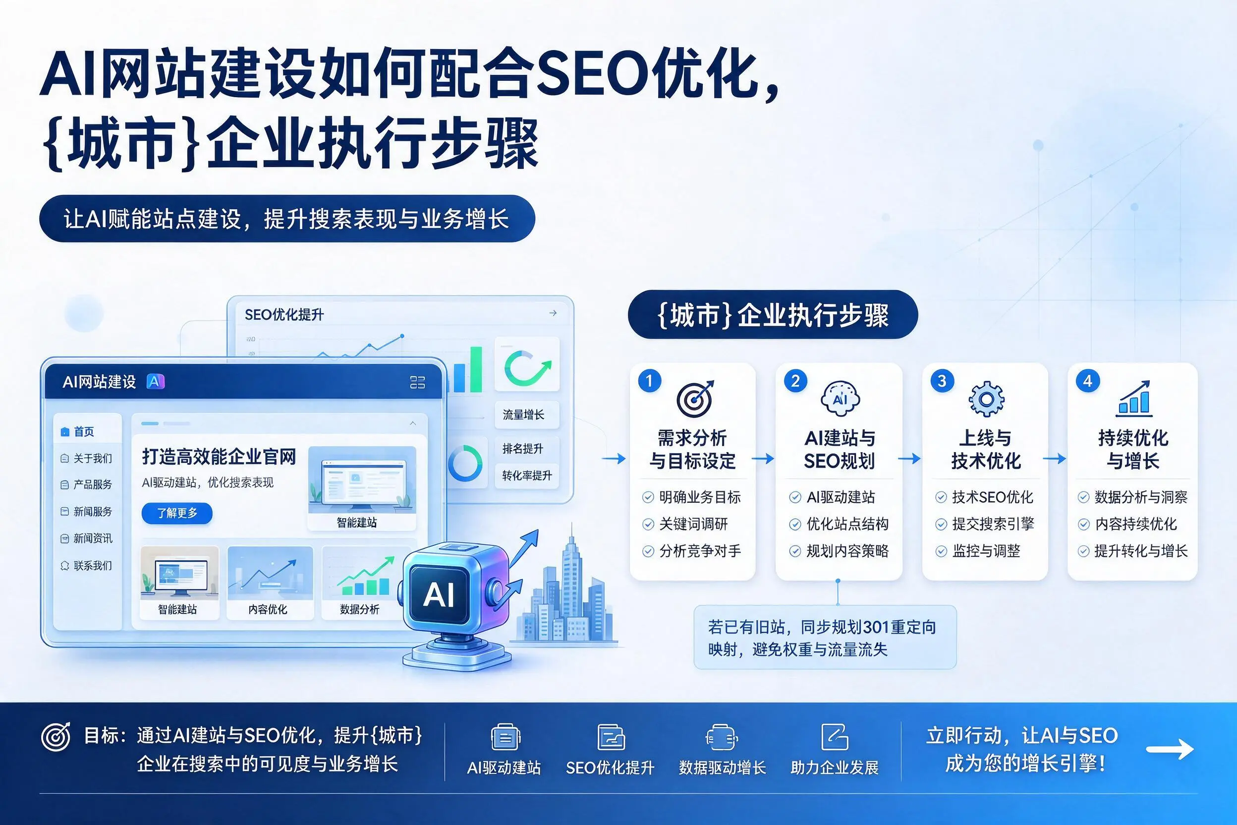 AI网站建设如何配合SEO优化,吉林市企业执行步骤