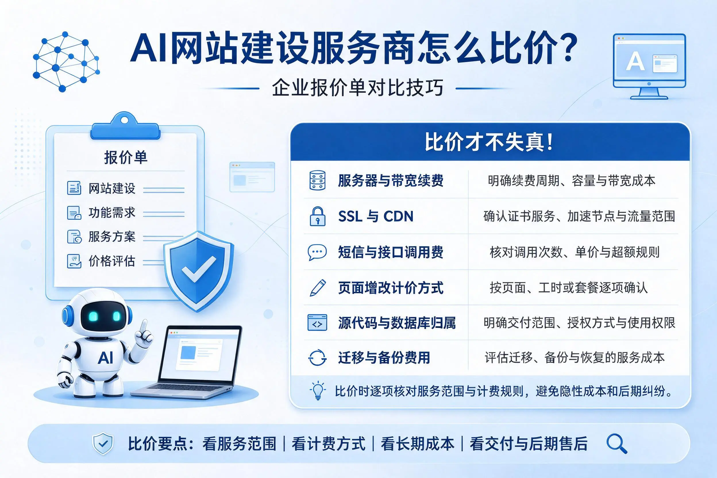 AI网站建设服务商怎么比价?吉林市企业报价单对比技巧