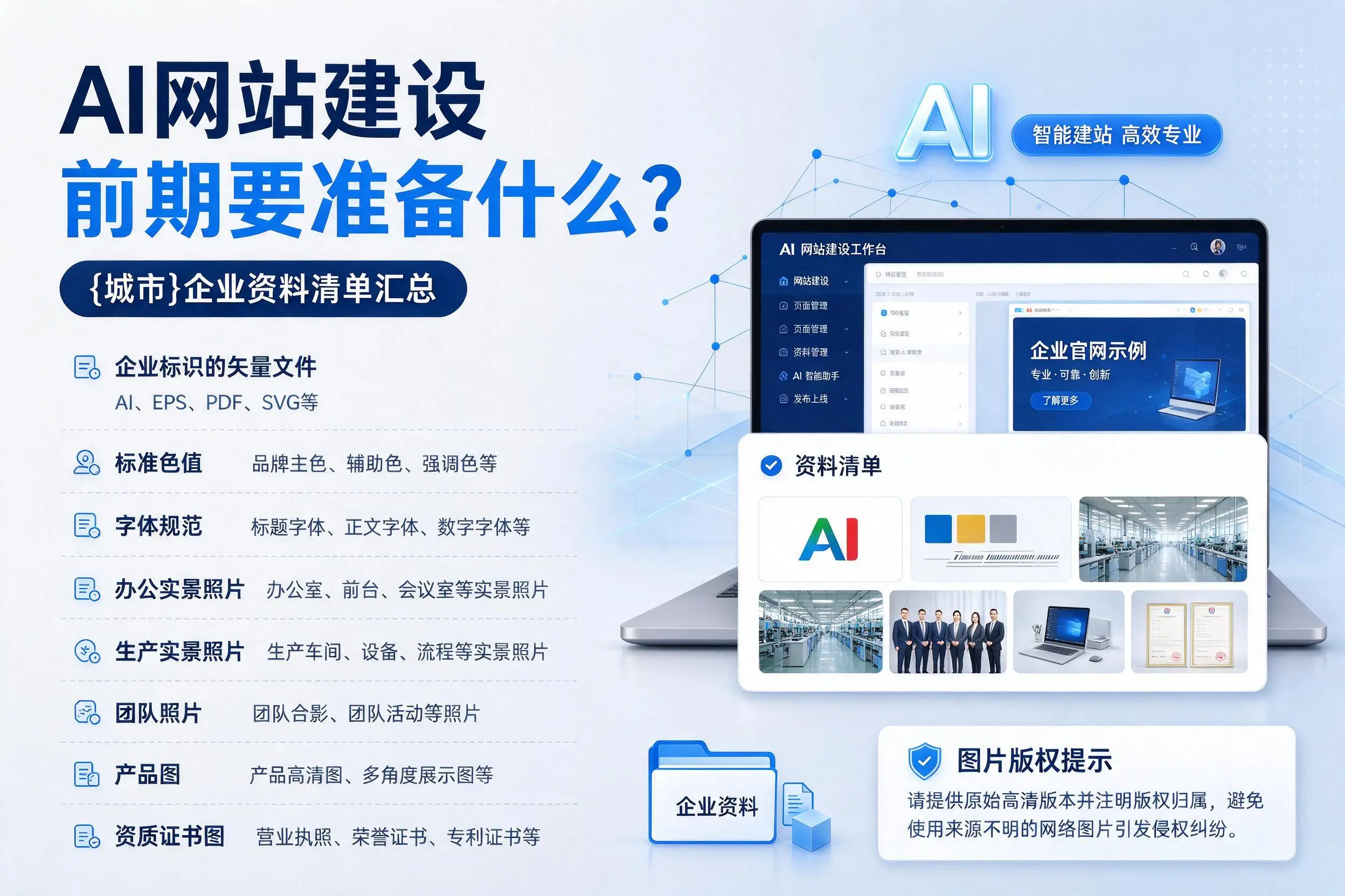 AI网站建设前期要准备什么？吉林市企业资料清单汇总